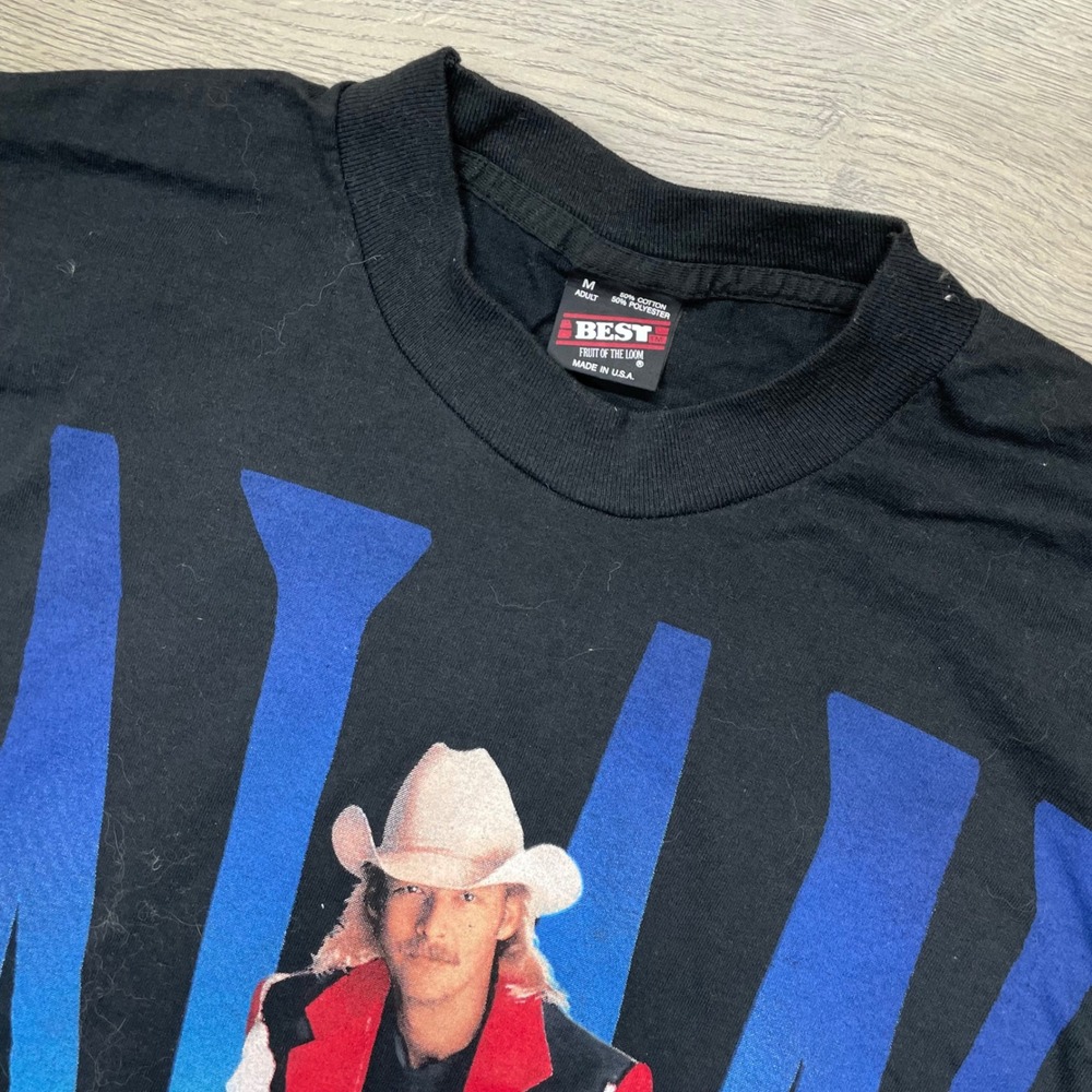 Alan Jackson Black 1995 Vintage Tour Tee T Shirt Mens Medium Fruit of the Loom